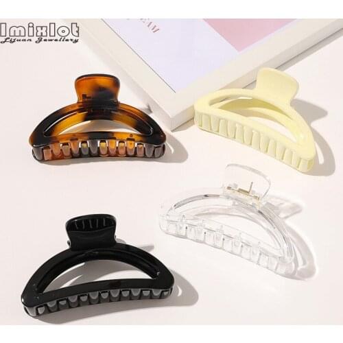 Korean Style Women Girls Geometric Hair Claws Solid Color Acrylic Hair Clamps Claw Ponytail Clips Crab Hair Accessories Gifts