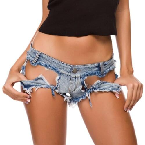 New Summer Micro Mini Sexy High Waist Hole Denim Shorts Women