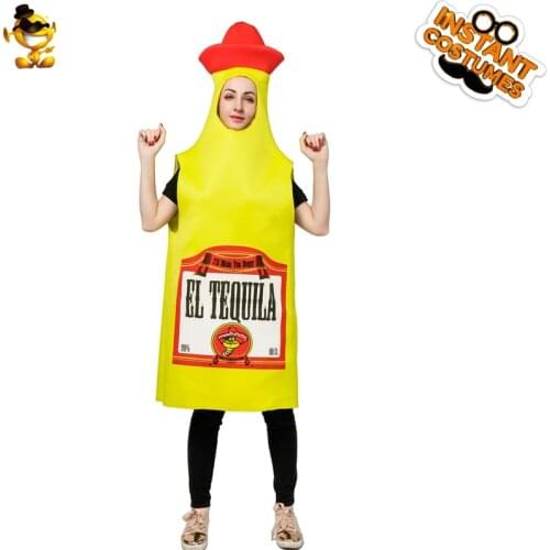 Women Funny Party Costume Unisex Adult Cosplay Tequila Bottle Clothing Halloween Girls Holiday Outfits Performance Set