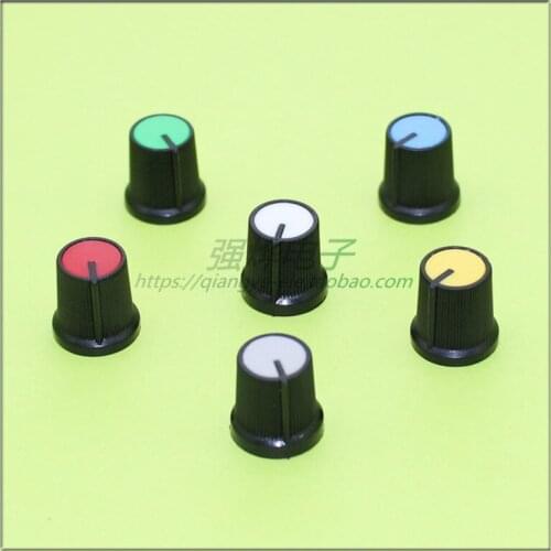 10 pieces 15*15MM two-color plastic knob potentiometer knob volume adjustment knob flower shaft inner hole 6MM