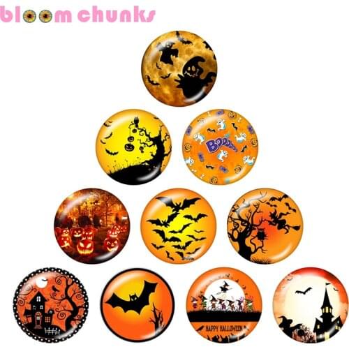 Halloween 10pcs mixed 12mm/18mm/20mm/25mm Round photo glass cabochon jewelry flat back Making findings A4072