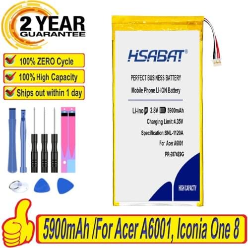 100% Original HSABAT 5000mAh CS-ACB850SL Battery For Acer A6001, Iconia One 8 B1-850 PR-2874E9G