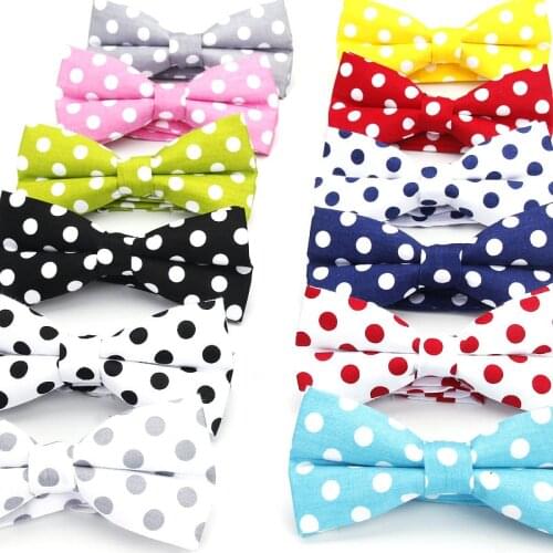 2019 Brand New Mens Fashion 100% Cotton Classic Polka Dot Bowtie For man Wedding business Colorful bow ties Corabatas Butterfly