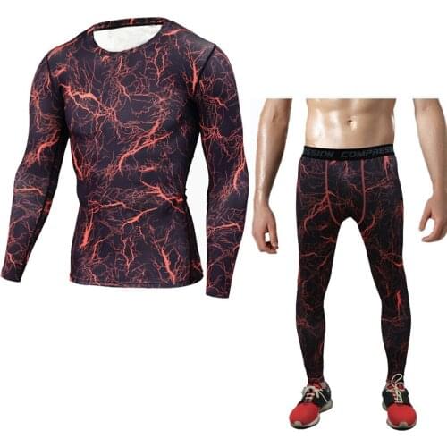 2021 Brand 2-Piece Compression Set Mens Quick-Drying Suit Sports Running MMA Jogging Gym Exercise Workout Clothes for Men