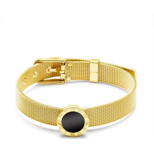 316L Stainless Steel 2021New Fashion Upscale Jewelry Strap Shape Roman Numerals Round Charm Snake Bone Chain Bracelets For Women