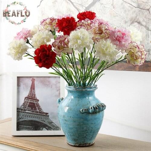 5PC Carnation Silk Flower DIY Fresh Artificial Flower Fake plant for Mothers Day Home Party Decoration 7 Colors