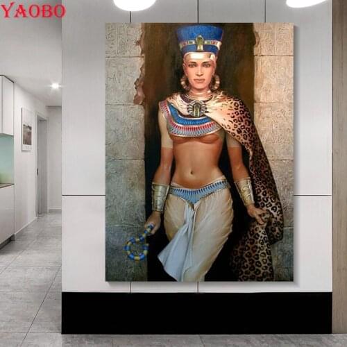 Diamond Painting Egyptian woman Full Square round Diamond Mosaic Icons 5D DIY Diamond Embroidery Rhinestone Decoration