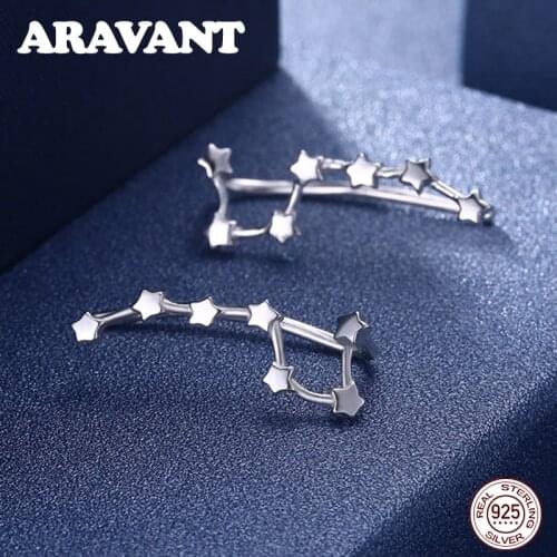 Authentic 100% 925 Sterling Silver Star Long Drop Earrings For Women Sterling Silver Jewelry S925