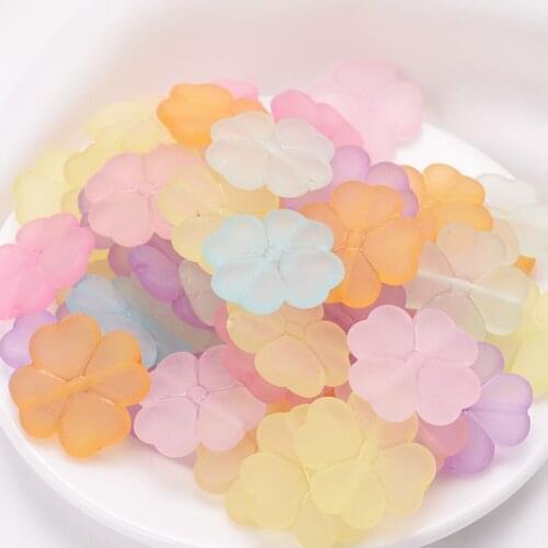 20Pcs/Lot Mixed Color Flower Shape Acrylic Beads Charm Loose Spacer Beads For DIY Jewelry Making Necklace Bracelet Accessories