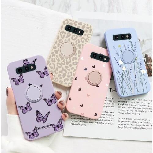 For Samsung Galaxy S10e Case Flowers Magnetic Ring Holder Silicone Back Cover For Samsung S10e S 10 e GalaxyS10e Shell Bumper