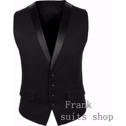 Black Men Suit Vest Four Buttons Grey Mens Fashion Wedding Waistcoat Single Breasted Mens vest