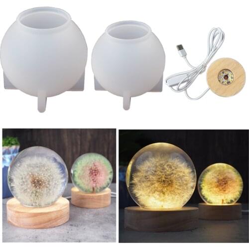 DIY Crystal Epoxy Resin Round Ball Night Light Silicone Mold Handmade Resin Pendant Mold LED Lamp Holder Bottle Home Decor Tools