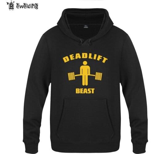 Mens Hoodies Deadlift Beast Weightlifting Print Hoodie Men Fleece Long Sleeve Man Sweatshirt Fitness Pullover Moleton Masculino