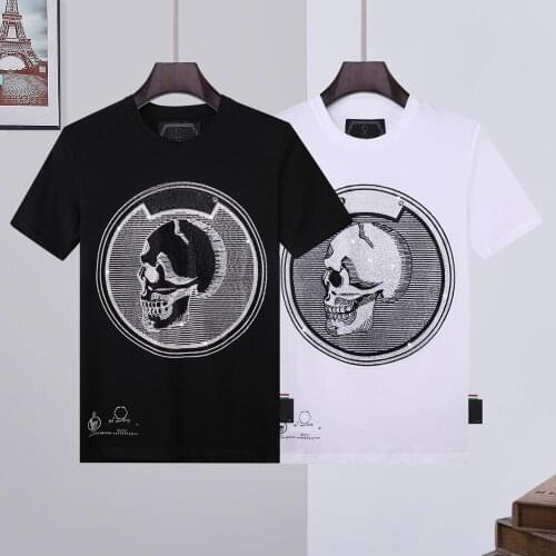 Skull T-shirt Men Short Sleeve Round Neck Top Fashion Fitness Clothing Plein T-shirt Manica corta da uomo Camiseta para hombre