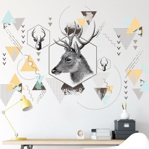 Geometric Pattern Wall Stickers Teenager Room Bedroom Decoration Sofa Backdrop Decal PVC Removable Creative Mural