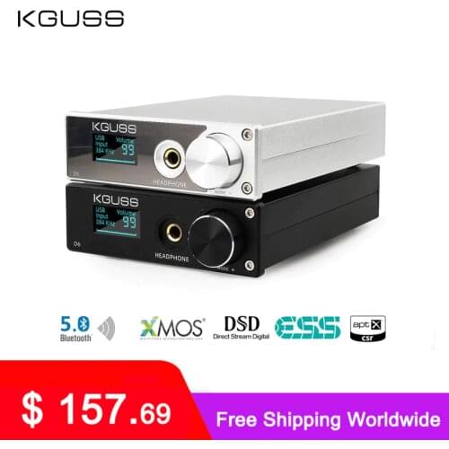 KGUSS D6 USB DAC XMOS ES9018K2M audio decoder DSD Bluetooth CSR8675 5.0 APT-X headphone amplifier
