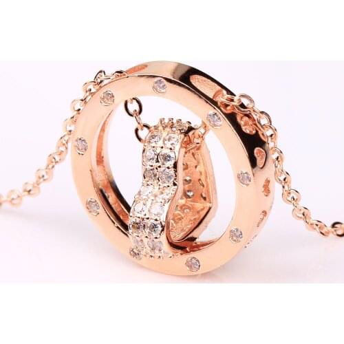 2pc sets love heart necklace for women Fashion zircon Rose Gold Color vintage engagement Jewellery Saint Valentines Day Gift