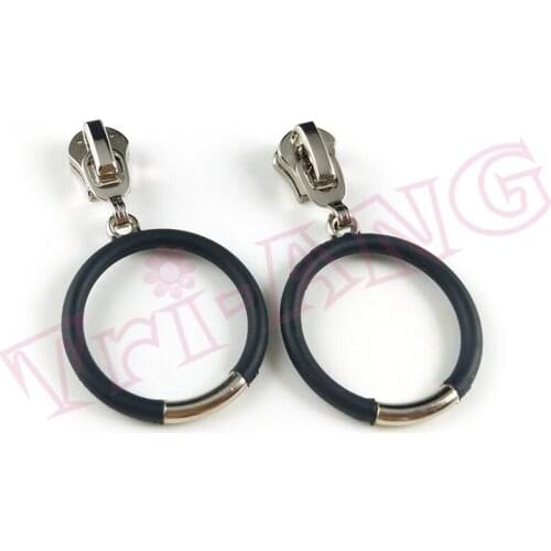 20pcs/lot, 5# Size Round PU Metal Zipper Sliders 8# Silver Metal Zipper Pull