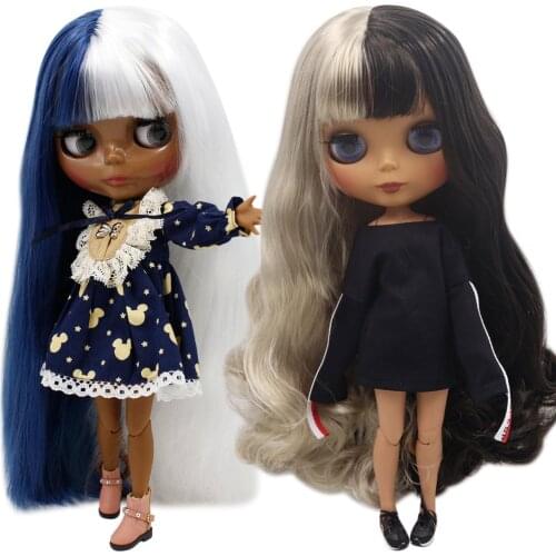 ICY DBS Blyth Doll Series Yin-yang hair style like Sia black matte skin 1/6 BJD ob24 anime cosplay