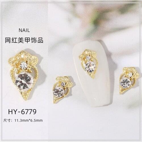 Manicure Bow Ornament Metal Alloy Nail Ornament 3D Inlaid Diamond Gold Plated Bow Diamond Ornament