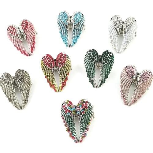 Punk Rhinestone Metal Rings for Men Women Vintage Angel Wings Metal Adjustable Ring Antique 13 Colors Fashion Charm Jewelry Gift