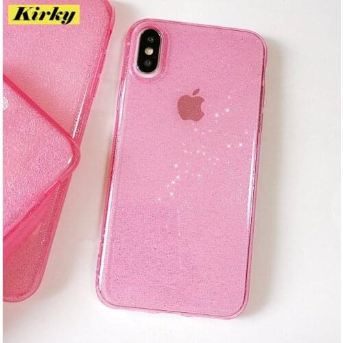 Fashion Glitter Pink Phone Case For iPhone 12 Case 11 Pro XR XS Max 8 7 Plus 6 X Transparent Soft TPU Shockproof Bling Cover