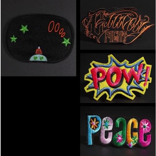 Cartoon English alphabet word clothing patches children star oval patch DIY Decals Down jacket pants mend holes