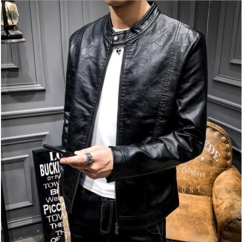 Stand collar mens leather jacket slim motorcycle coat men jackets Plus velvet PU clothes jaqueta de couro stage street fashion