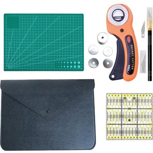 Sewing Kit Set Clothing Sewing Tools Hand Cutting Knife Set Patchwork Cloth Knife Patchwork Ruler DIY tool A4 cutting pad
