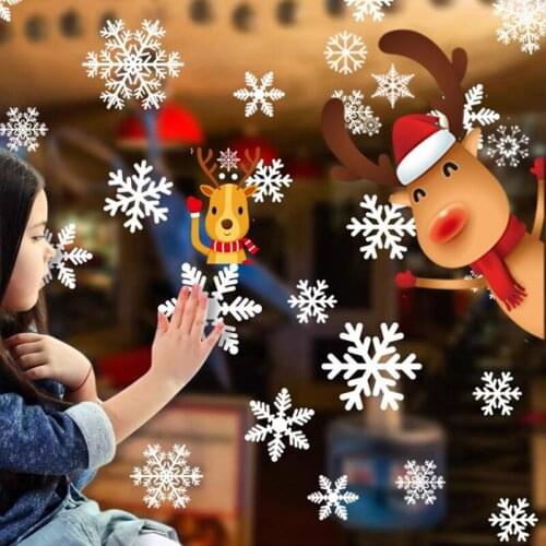 4PCS 2020 Christmas Window Stickers Christmas Decorations For Home PVC Wall stickers 2021New years stickers On Windows