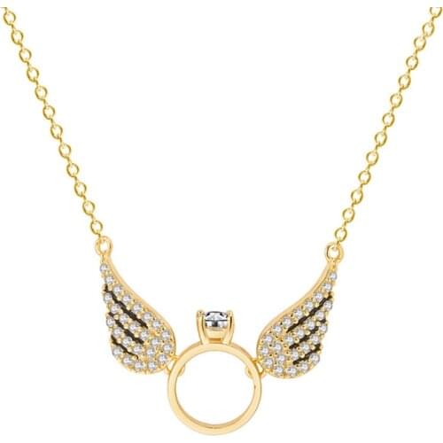 S925 Sterling Silver 18K Gold Plated Angel Wings Necklace Female Clavicle Chain Holiday Gift
