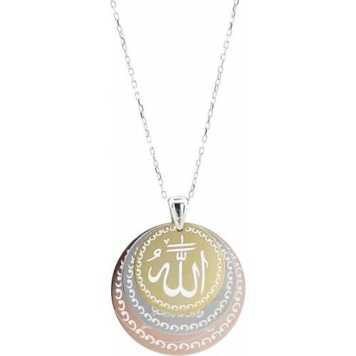 925 Sterling Silver Women Necklace with Circular Shaped Triple Prayer