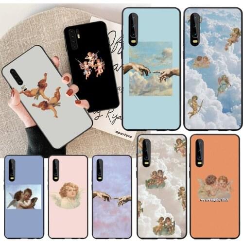 PENGHUWAN Renaissance angels hand Aesthetic Black TPU Soft Phone Case Cover for Huawei Honor 20 10 9 8 8x 8c 9x 7c 7a Lite view