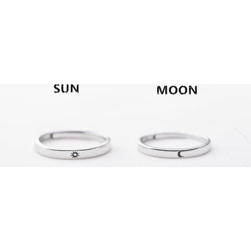 Silver Plated Simple Style Sun Moon Adjustable Couple Rings For Men Women Wedding Rings Jewelry Accessories