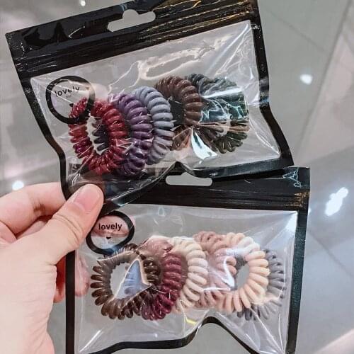 1 Pack Elastic Telephone Wire Hair Bands Girl Woman Hair Accessories Rubber Band Headwear Hair Rope Spiral Shape Hair Ties