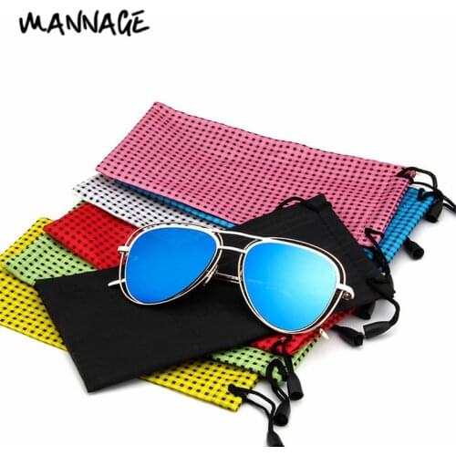 5pcs Portable Mesh Plaid Sunglasses Pouch Nylon Eyeglasses Storage Bag Glasses Accessories