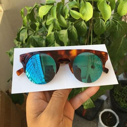 Super Retro Sunglasses Women/Men Blue Mirrored Lens
