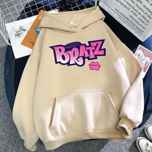 Winter Women Bratz Hoodies Kawaii Autumn Warm Coat Letter Hoody Female Oversize Sweatshirt student Casual Top Girls Pullovers
