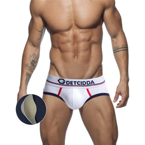 New 95% Cotton Panties With Push Pads Mens Triangle Underwear Low Waist Sexy European American Hot Selling Color Block Panties