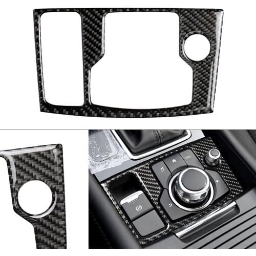 Interior Inner Multimedia Button Cover Trim For 2017 2018 Mazda 3 Axela Carbon Fiber ABS Car Sticker Styling Accessories
