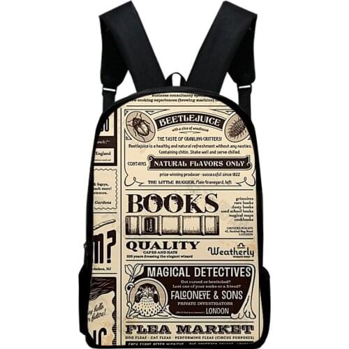 New Arrival Boys Girls Backpack old newspaper Teenager Cosplay Waterproof Oxford Travel Bags School Bags 3D Printed Laptop Bags