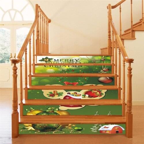 6pcs/set Waterproof PVC Stair Stickers Snowman Santa Claus Christmas Floor Stairway Stickers Christmas Decoration For Home U3