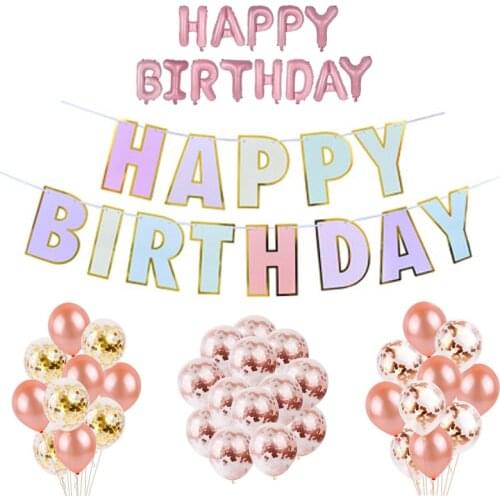 Laser Colorful Happy Birthday Banner Balloons Decoration Baby Boy Kids Party Supplies Adult Garland Favors 1 2 3 4 5 6 7 8 9 10