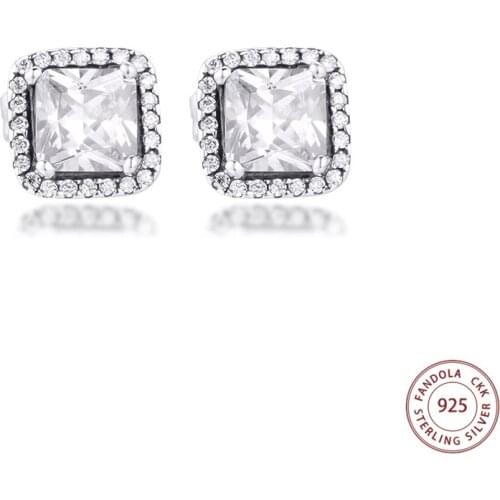 CKK Genuine 925 Sterling Silver Timeless Elegance Stud Earrings For Women Wedding Earring Silver 925 Jewelry Pendientes Mujer