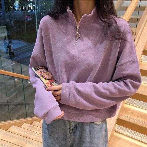 Sweatshirts Women Stand Collar Long Sleeve Spring Autumn Pullovers Feminino All-match Fashion Casual Prevalent Hoodies
