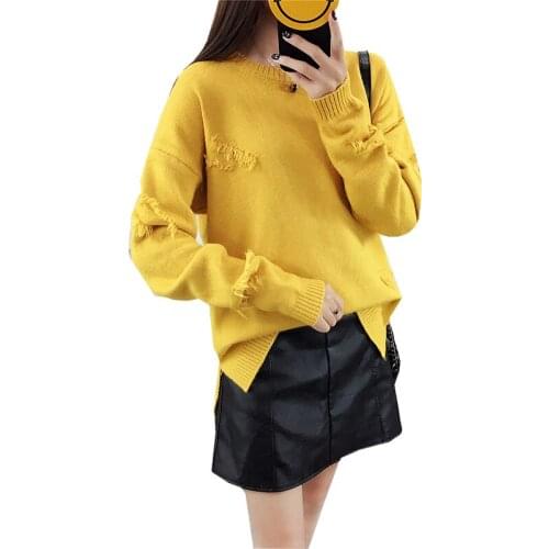 2019 Autumn And Winter Women Sweater New Style Wild Loose Pure Color Round Neck womens Sweaters And Pullovers Vestidos LXJ423