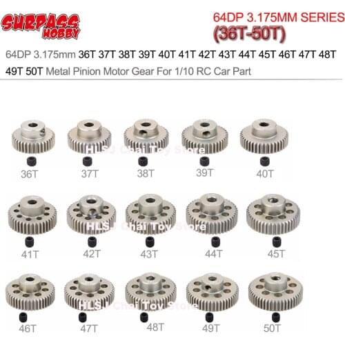 1pcs 64DP 3.175mm 36T 37T 38T 39T 40T 41T 42T 43T 44T 45T 46T 47T 48T 49T 50T Metal Pinion Motor Gear for 1/10 RC Car Part