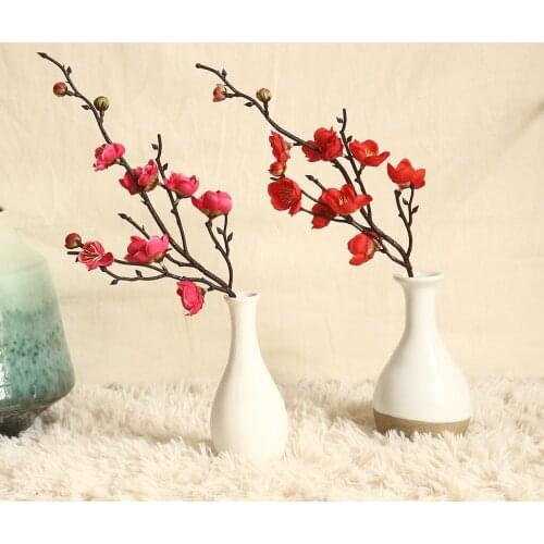 1 piece Artificial Plastic Plum Flower Twig Fake Blooming Plum Blossom Flower Branch Vase Ornament