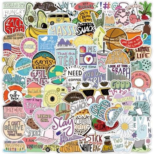 10/50/100Pcs Waterproof Vine Avocado Graffiti Sticker DIY Cartoon Text Skateboard Suitcase Snowboard Guitar Motorcycle Stickers