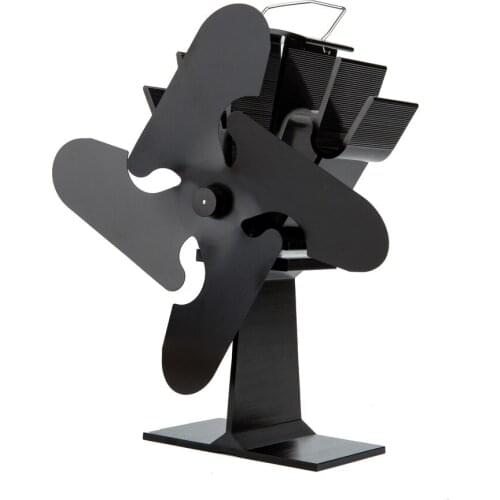 4 Blades Heat Powered Wood Stove Fan for Log Wood Burner Fireplace Eco Fan Black Hot Sale fans cooling